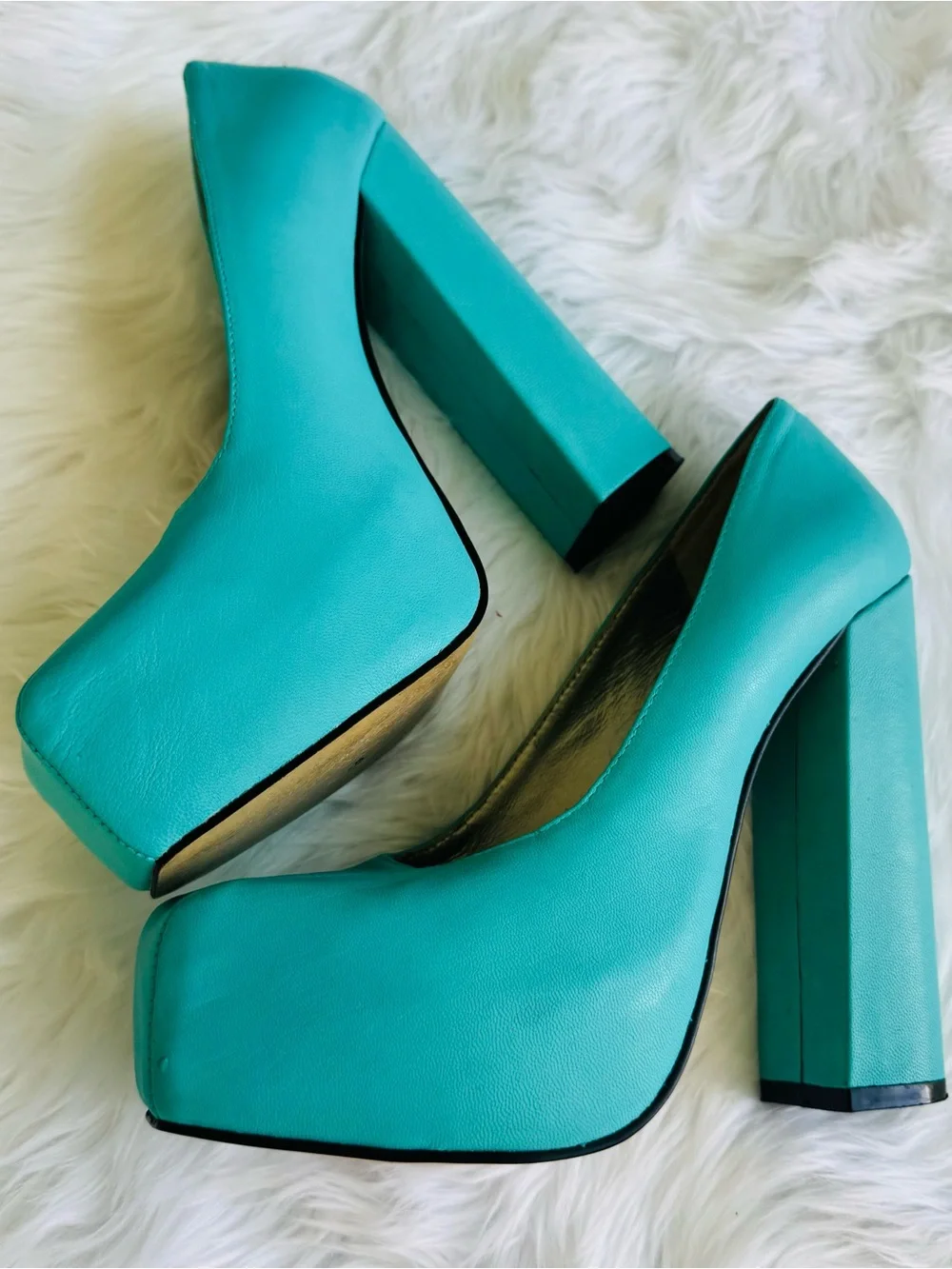 LF  Turquoise Platform Block Heels